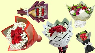 Top 5 Wrapping Flower Tutorial  How To Wrap A Bouquet Of Flowers Wrapping Technique For Beginners [upl. by Eseret221]