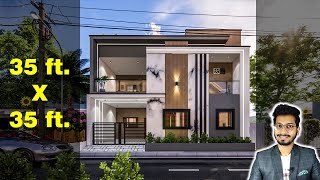 35X35 Feet House Design 3D  135 Gaj  1225 sqft  3535 house design  105X105 Meter  DV Studio [upl. by Arita]