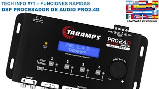 TECH INFO 71  DSP PROCESADOR DE AUDIO TARAMPS PRO 24D  FUNCIONES RAPIDAS [upl. by Terrill385]