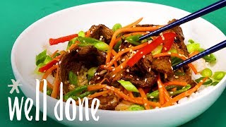 How To Make Korean StirFried Beef Bowl  Recipe  Well Done [upl. by Auehsoj]