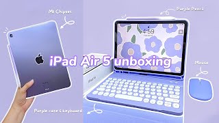 iPad Air 5 purple unboxing💜 alternative gradient purple pencil  accessories ✏️ [upl. by Nichani]