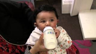 Baby drinking bottle milk  4 months old [upl. by Nivlak]