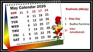 May Calendar 2026 maycalender2026 [upl. by Reede]