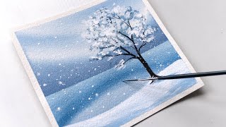 Winter Watercolor Painting for Beginners  Watercolor Painting Tutorial Easy [upl. by Kram]