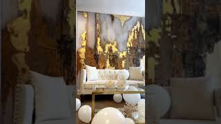 Walls Dripping in Gold 💧  shorts wallpaper installation diy interiordesign designer gold [upl. by Ynnad837]