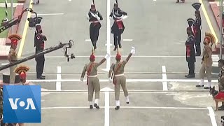 Ceremony at India Border Ends Independence Day  VOA News [upl. by Knuth891]