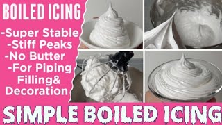 Boiled Icing Recipe  How to make boiled icing  Italian Meringue icing  Cake icing without butter [upl. by Thill]