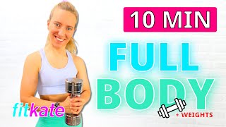 10 MIN Full Body Workout  Weights No Repeat [upl. by Letnahs770]