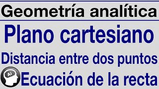 Plano cartesiano ecuacion de recta distancia entre dos puntos punto medio division de un segmento [upl. by Kerk]