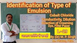 Tests for Identification of Type of Emulsion  Biphasic Liquid  Emulsion  Pharmaceutics  L29 [upl. by Mears581]