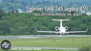 Embraer Legacy 450 takes off at the Pittsfield MA Airport [upl. by Mohandas203]