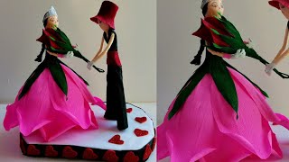 DIY Valentines Day Gift Idea  Dolls From Crepe PaperPaper Craft [upl. by Flor562]