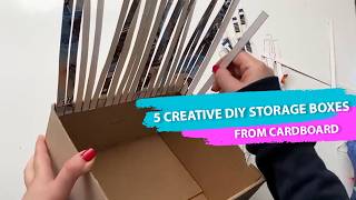 5 Creative DIY Storage Boxes from Cardboard [upl. by Ritz]