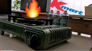 Kmart Review Campmaster Stove and Gas [upl. by Nosyd272]