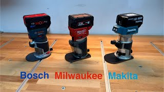 Bosch GKF 18v8 vs Milwaukee M18 FTR8 vs Makita DRT 50 welche Kantenfräse lohnt sich [upl. by Hoeve257]