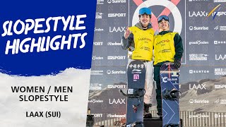 Marino and Brearley win Slopestyle at LAAX Open 2024  FIS Snowboard World Cup 2324 [upl. by Catlin]