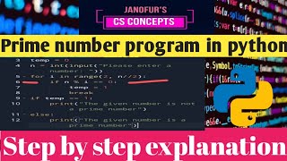 Prime number Program  Python programming for beginners [upl. by Yael824]