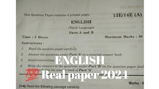 Telangana SSC English 10th Class Board Exam Final Question Paper 2024  TS  SSC ENG 10th Paper [upl. by Llerruj]