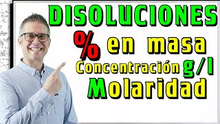 DISOLUCIONES Tanto por ciento en masa y MOLARIDAD 2 Ejercicios RESUELTOS [upl. by Oirretna]