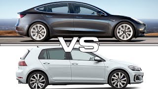 2018 Tesla Model 3 vs 2018 Volkswagen Golf GTE [upl. by Vivien]