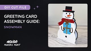 Snowman Greeting Card SVG Cut File  DIY Snowman Holiday Card SVG Template [upl. by Rotman]