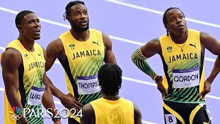 Jamaica shockingly fails to advance to mens 4x100m relay final  Paris Olympics  NBC Sports [upl. by Adnirol]