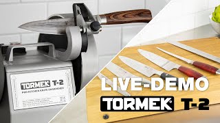 Der schnelle Weg zum Schärfen von Küchenmessern  Tormek T2 Pro Kitchen Knife Sharpener  LiveDemo [upl. by Ttayh]