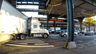 Truck making a tight turn from Queens Boulevard in Long Island City Queens NYC [upl. by Ahsie]