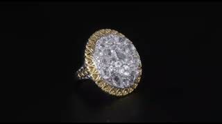 Petalite Cluster Ring in Twotone 18k Yellow Gold amp Rhodium over Sterling Silver 650ctw [upl. by Comptom]