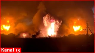 Terrible explosion Warehouse containing thousands of ammunition was struck in Russian Tver region [upl. by Elenore]