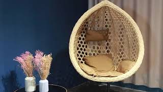 Modern Rattan Hanging Egg Chair With Stand Patio Swings Rocking Basket [upl. by Ennylhsa79]