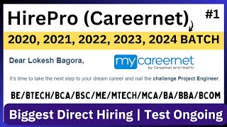 HirePro Careernet Biggest Direct Hiring  Test Ongoing  Live Challenge 2020 2021 2022 202324 [upl. by Meenen]