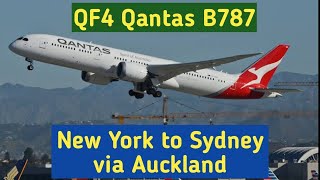 QF4 Qantas B787 New York to Sydney via Auckland qantasairways b777300er sydneyairport jfkairport [upl. by Aicile]