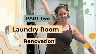 Laundry Reno Part 2  Learning to Patch Drywall Holes from the Internet [upl. by Leuams152]