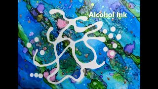 Alcohol Ink Abstract Painting  Blue amp Green [upl. by Matthei]