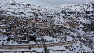 Lebanese mountains blanketed in snow [upl. by Aelyk]