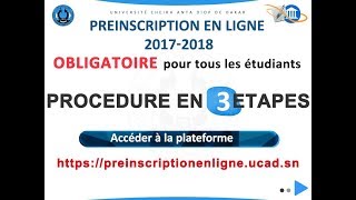 UCAD  Préinscription en ligne 20172018 [upl. by Teik]