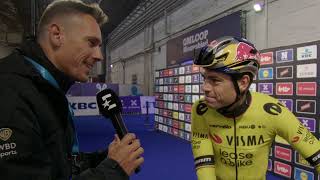 Wout van Aert  Interview at the start  Omloop Het Nieuwsblad 2024 [upl. by Ytsur]