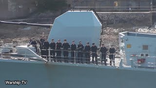 HMS SOMERSET F82 LEAVING DEVONPORT NAVAL BASE AT DEVILS POINT 26724 [upl. by East]