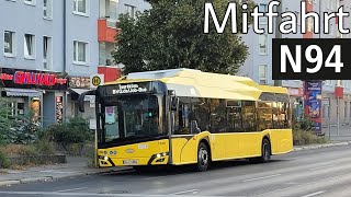 Mitfahrt  Solaris Urbino IV 12 electric  Linie N94  U Hermannplatz  U Magdalenenstr [upl. by Godber]