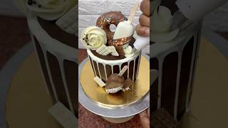 Chocolate drip donut ice cream cake decoration ideas shortsfeed cake trending chocolate donuts [upl. by Ynnob]