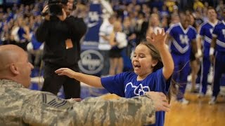 Kentucky Wildcats TV Military Homecoming Kentucky Basketball Soldier Reunited With Family [upl. by Bunnie]