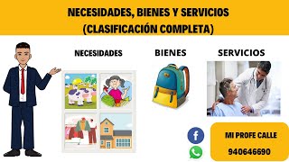 NECESIDADES BIENES Y SERVICIOS CLASIFICACIÓN COMPLETA [upl. by Annaiek198]