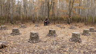 1 month building a stone foundation for a log cabin by hand [upl. by Lune112]