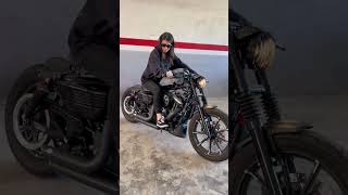 warm up the engine harleydavidsonmotorcycles ladybiker harleydavidson bikergirl harley [upl. by Barnie]