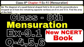 Class8 Ex91 Q456 Mensuration Chapter9 Math New CBSE NCERT Book 202324 [upl. by Nivlam]