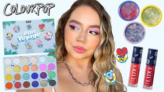 COLOURPOP X BT21 COLLECTION  SWATCHES REVIEW  TUTORIAL  Makeupbytreenz [upl. by Fidellia361]