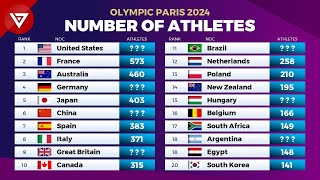 🟣 OLYMPIC PARIS 2024 Number of Athletes in Every CountriesNations [upl. by Assyn]