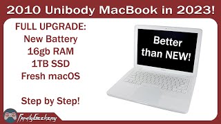 Mid 2010 MacBook polycarbonate Complete Upgrade Ram SSD Battery for 2023 [upl. by Notgnihsaw]