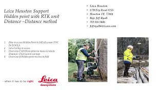 Leica CS20 Captivate Video 2 of 3 Hidden Point application DistanceDistance routine for RTK [upl. by Atsira]